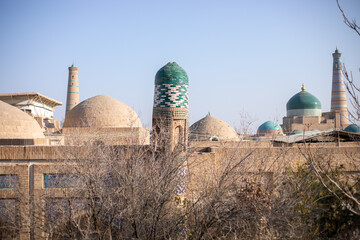 have broken green Dome in the side of a wall, Khiva, the Khoresm agricultural oasis, Citadel.