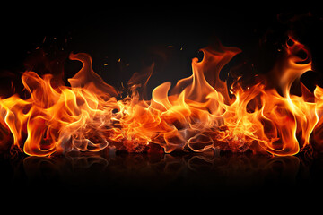 Fototapeta na wymiar Fire flames on a black background. Generated by artificial intelligence