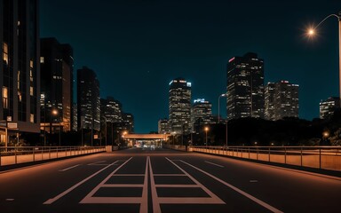 Fototapeta na wymiar Urban Serenity Night Lights and Architectural Beauty ai generated