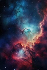 celestial abstract scene with nebula and stars - obrazy, fototapety, plakaty