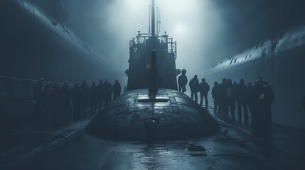 Submarinos en alta mar - obrazy, fototapety, plakaty