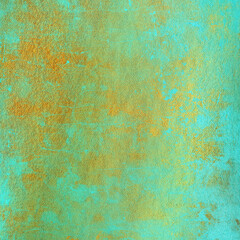Colorful gold and cyan leather background. Artistic scrapbook paper