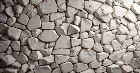 White pieces of Stone wall with broken textured edges