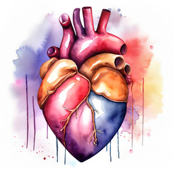Namalowane ludzkie serce ilustracja - obrazy, fototapety, plakaty