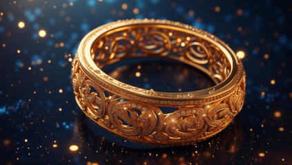 Obraz na płótnie Canvas A fantastically beautiful gold ring set with diamonds.