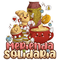 Cute cartoon drawing background for solidarity snack
