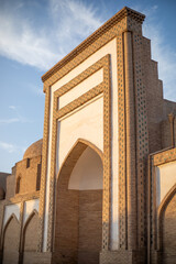 a beautiful building in a sand bricks, Khiva, the Khoresm agricultural oasis, Citadel.