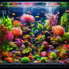 Fototapeta na wymiar tropical aquarium with fishes