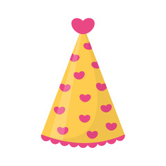 Party hat. Cute birthday cone cap in bright colors. Festive paper cap isolated on white background.