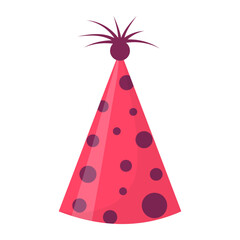 Party hat. Cute birthday cone cap in bright colors. Festive paper cap isolated on white background.