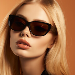 Fototapeta premium Fashion model in sunglasses , beautiful young woman, ai technology