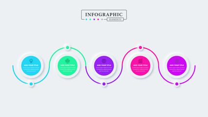 Infographic presentation template with 5 steps or options