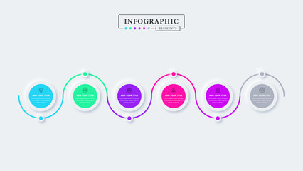 Infographic presentation template with 6 steps or options