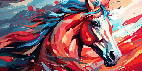 paint by number colorful painting horse