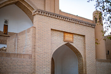 building with a brick built in a historical time, Khiva, the Khoresm agricultural oasis, Citadel.