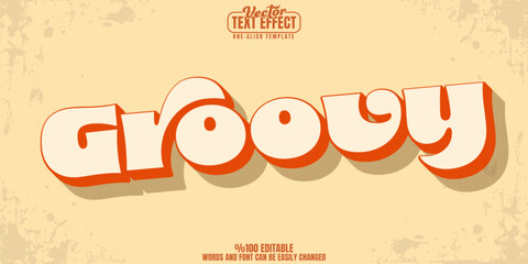 Groovy editable text effect, customizable retro and vintage 3D font style