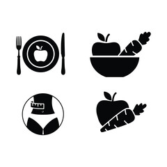 Diet icon, fitness icon. Women waist with arrow