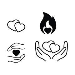 love icon heart icon vector set 
