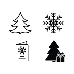 Obraz premium christmas icon set christmas tree ball card present gift icon