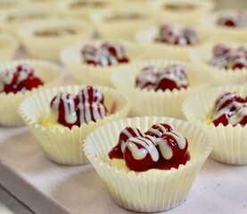 Mini cheesecakes with Brandied Cherries