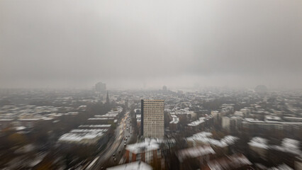Hamburg Snow, Fruchtallee , aerial, November bad weather 