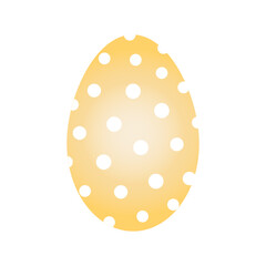 Easter yellow egg icon with white circles isolated on transparent and white background. Festive element closeup for design decoration. Vector cartoon 3d illustration. Template for Easter.