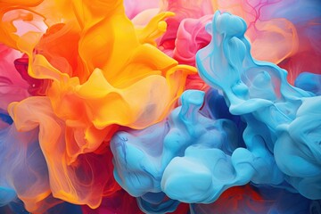 Fototapeta premium abstract background of multicolored ink in water close-up, Abstract colorful background, Liquid paint, AI Generated
