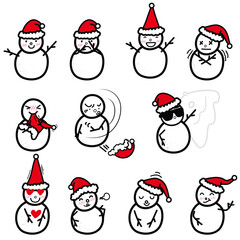iconic snowman cartoon 11 posture for chrismas decoration