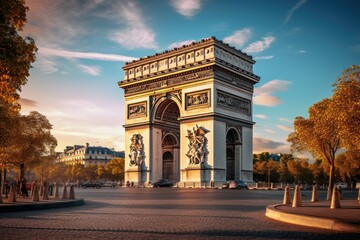 Fototapeta na wymiar Arc de Triomphe in Paris, France. The Arc de Triomphe is a triumphal arch in Paris, France, Arc de Triomphe in Paris in the afternoon, AI Generated