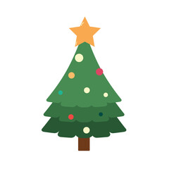 green christmas tree on white background vector illustration