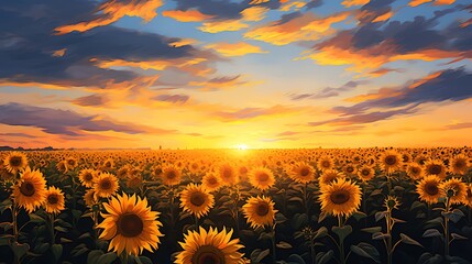 A field of sunflowers in full bloom - Powered by Adobe