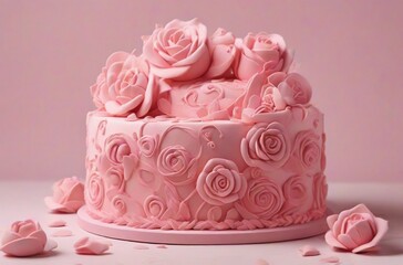 Obraz na płótnie Canvas cake with pink roses