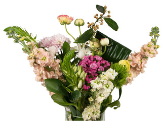 beatiful flowers close-up in a glass vase