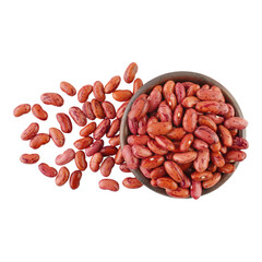 Kidney Beans in Wooden Bowl Isolated Transparent