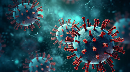 Illustration of influenza virus - obrazy, fototapety, plakaty