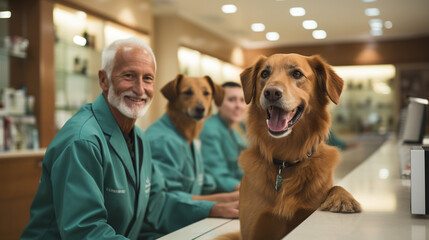 Pet-Friendly Reception: A Cozy Welcome at the Veterinary Clinic. Generative AI.