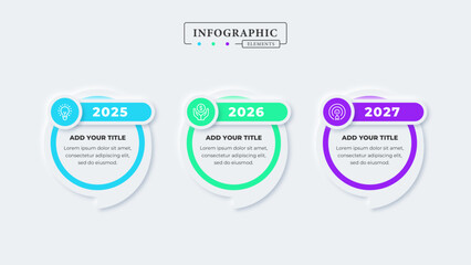 Business timeline infographic elements with 3 steps or options