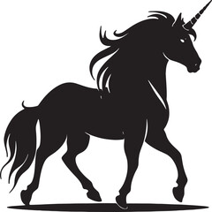 Black unicorn sign on a white background.