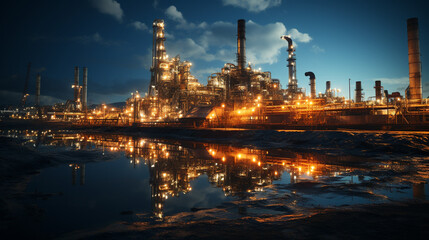 Obraz premium Power Plant Perspectives: A Visual Exploration of the Industrial Landscape. Generative AI.