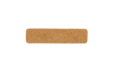 One brown suede label on white background