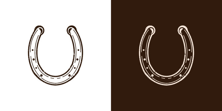 vector logo illustration of grunge horse shoe