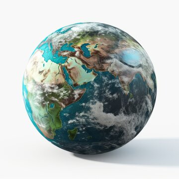 An earth planet globe with Iran country map view isolated on white background, generated by AI.