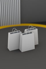 White shopping bag 3D modern concept