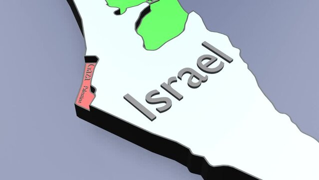 Map of Israel with Palestinian territories and Golan Heights
