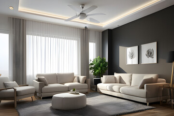 Naklejka na ściany i meble modern living room interior background with white sofa