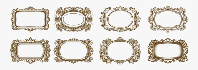 Decorative frames and borders backgrounds vintage design elements
