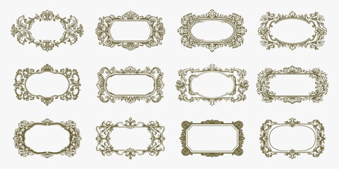 Classic Ornamental Label Frames. Vintage Decorative Borders Collection