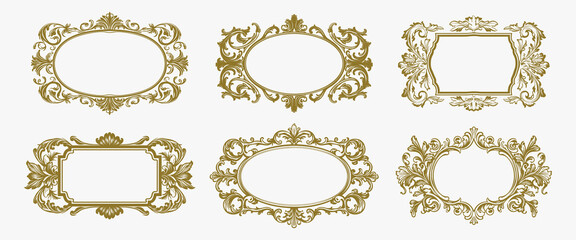 Obraz premium Retro Badge and Vintage Frames Set. Decorative frames and borders backgrounds vintage design elements