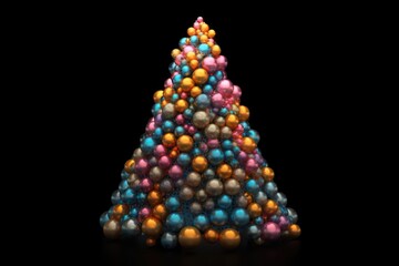 Colorful Neon Christmas Tree With Baubles And Blurred Shiny Lights, Christmas Decoration, Winter Nordmann Fir, Evergreen Pine, Merry Christmas Tradition, Motley Magic Gifts Presents, xmas Mistletoe