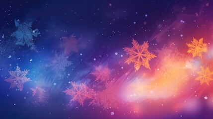 Fototapeta na wymiar Christmas snow background snow with lights, orange azure indigo, light navy and magenta, 4k wallpaper stars particle pattern backdrop xmas cold frosted snowflake flashes bokeh blurred winter magic art